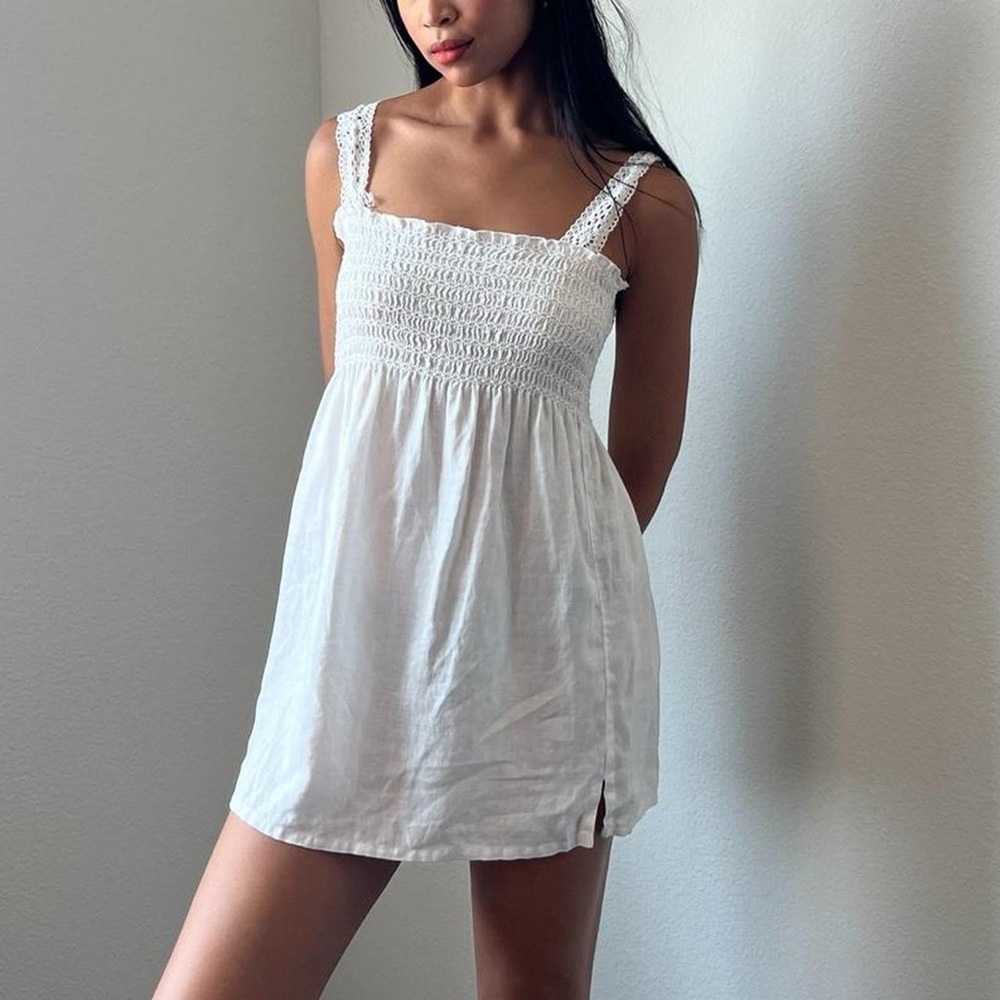 White Smocked Women's Top